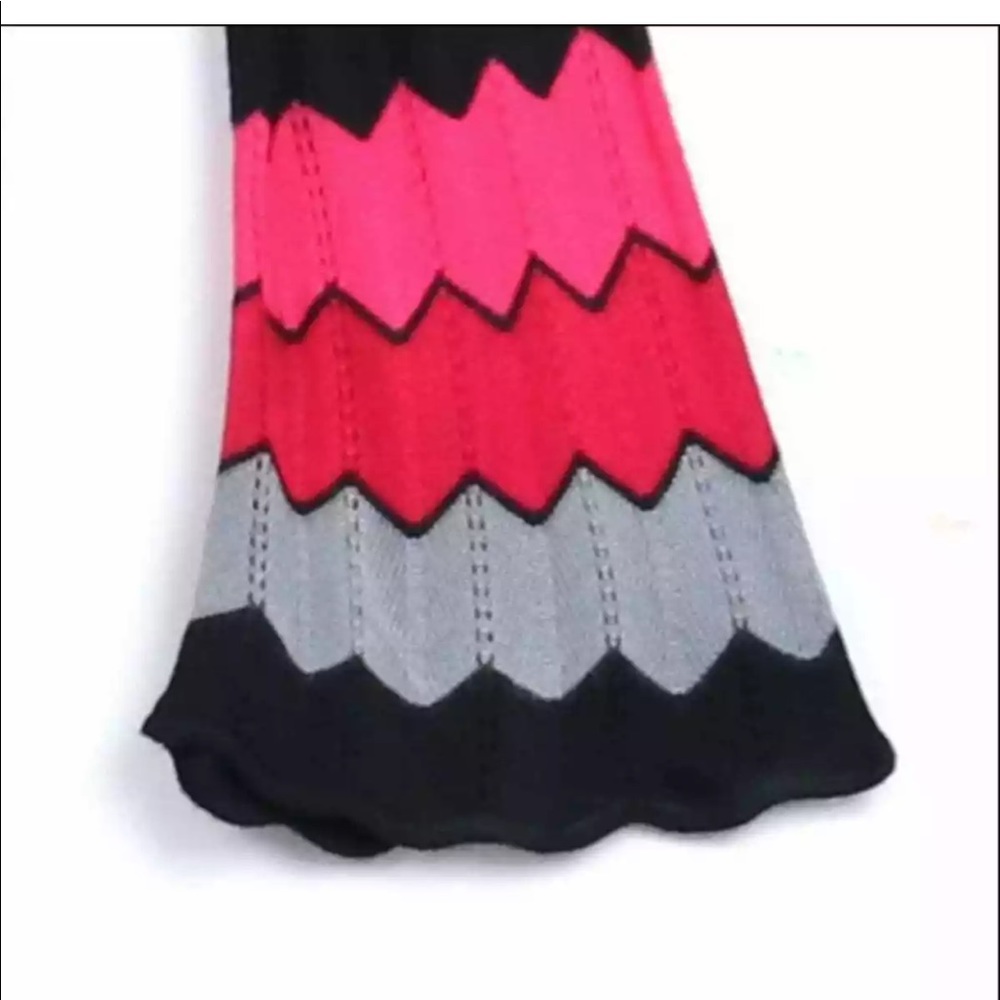 Jonathan Martin ZIG ZAG Chevron Dress Barbie Pink Black - Picture 5 of 6